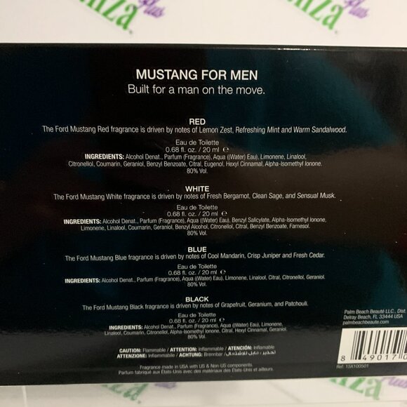 Ford Mustang Men’s Eau De Toilette Spray 4 Set Cologne Fragrances .68 fl oz - Picture 5 of 7